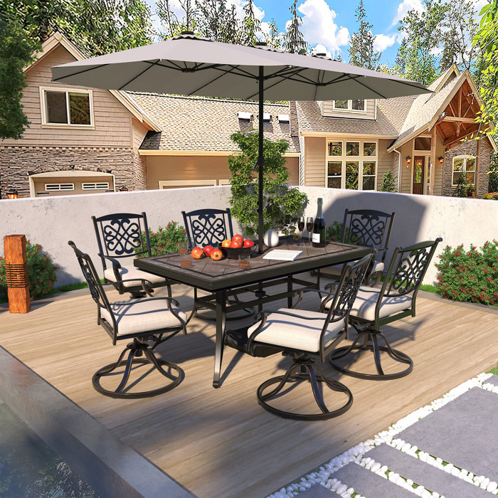 17 Stories Kamonie Ceramic Outdoor Dining Table | Wayfair